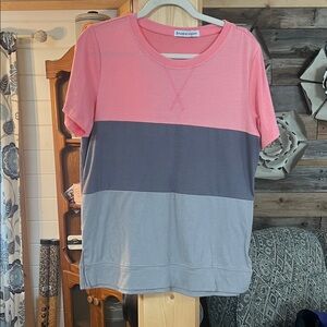 Snapdragon Pink and Gray Colorblock T-Shirt